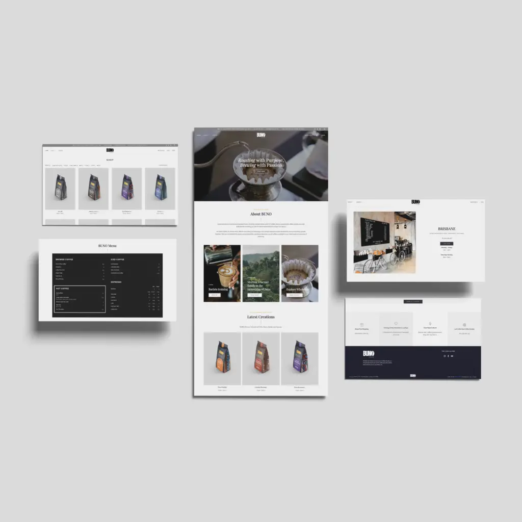 BUNO coffee website pages